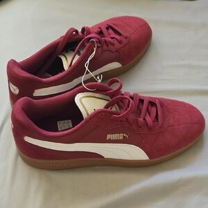 Puma Burgundy Suede Sneakers with White Stripe